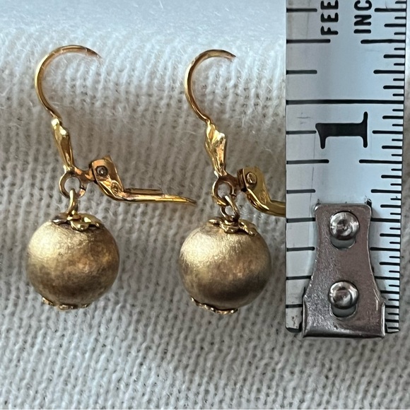 Veronese 925 & Gold Ball Drop Earrings: Brushed Vermeil Dangle Earrings - Picture 5 of 14